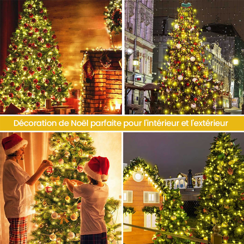 Lumières de cascade d'arbre de Noël avec anneau