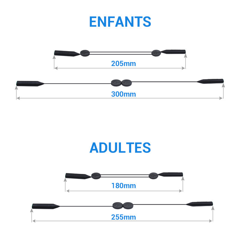 Longe de lunettes antidérapante réglable (2 PCS)