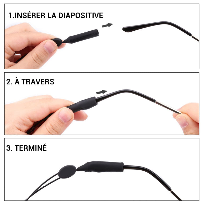 Longe de lunettes antidérapante réglable (2 PCS)