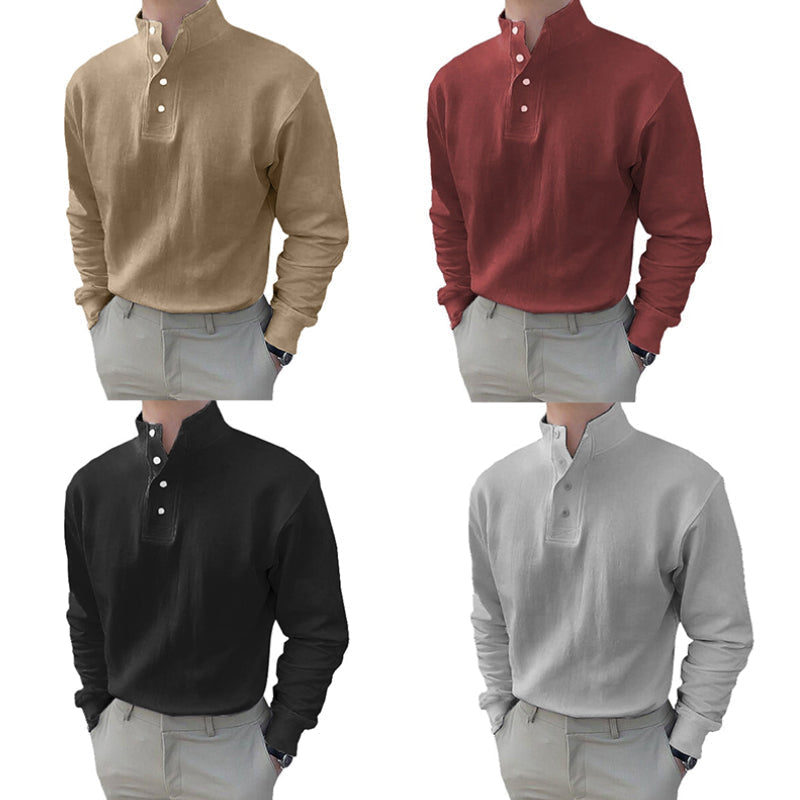 Polo homme col montant et manches longues