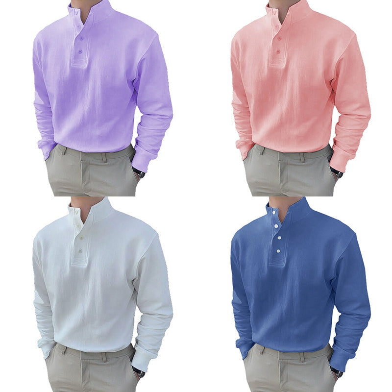 Polo homme col montant et manches longues