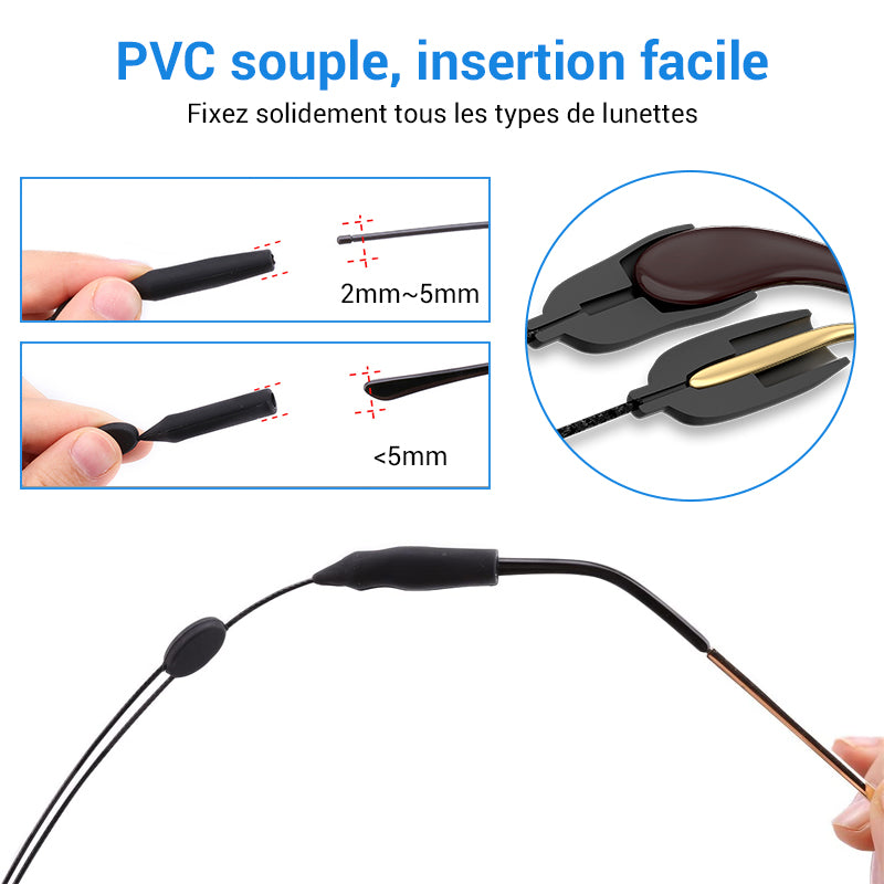 Longe de lunettes antidérapante réglable (2 PCS)