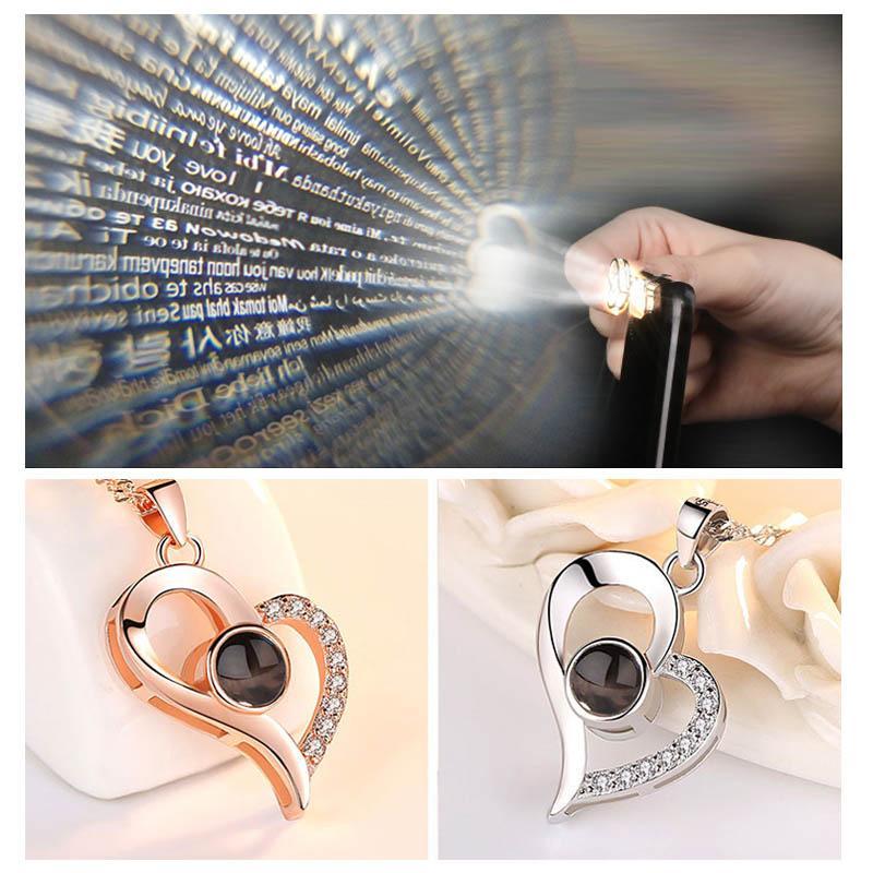 Collier Coeur De Projection D'amour (Je T'aime En 100 Langues)