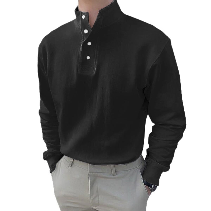 Polo homme col montant et manches longues