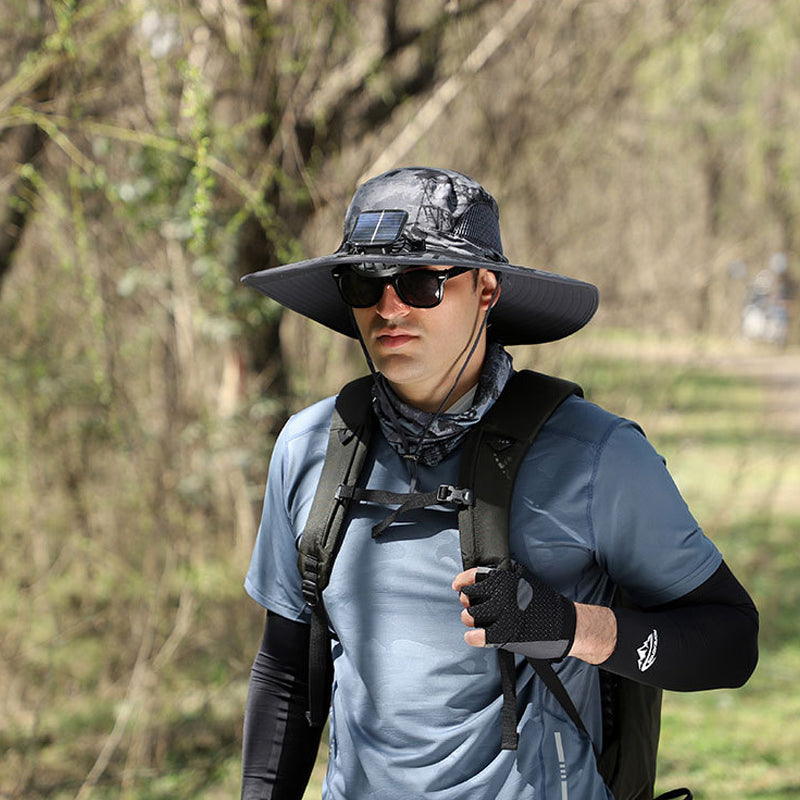 Chapeau de pêche en plein air avec ventilateur de charge solaire et USB