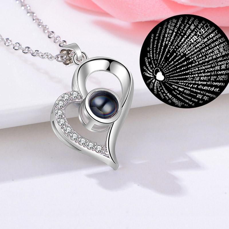 Collier Coeur De Projection D'amour (Je T'aime En 100 Langues)