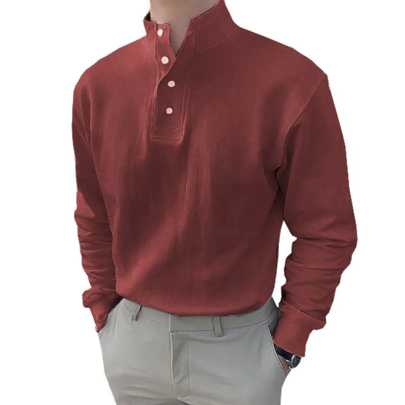 Polo homme col montant et manches longues