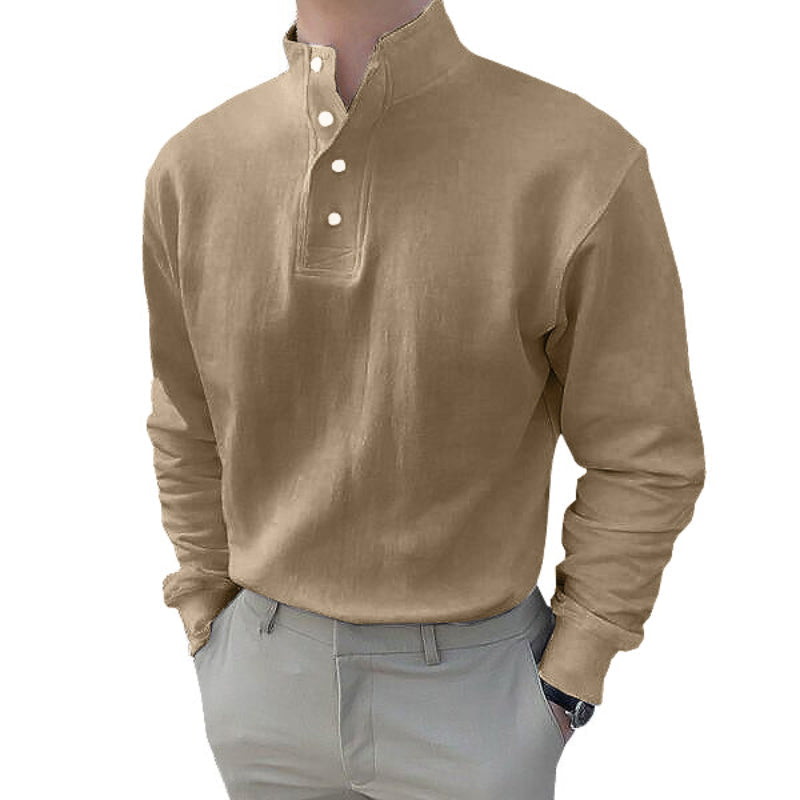 Polo homme col montant et manches longues