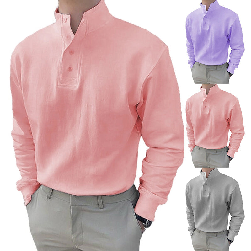 Polo homme col montant et manches longues