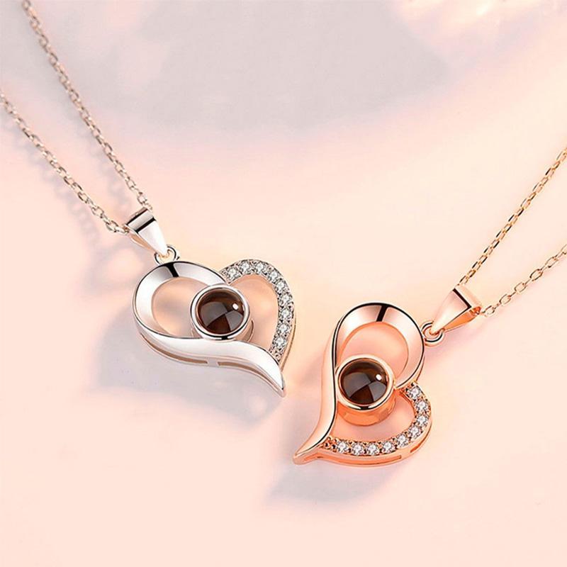 Collier Coeur De Projection D'amour (Je T'aime En 100 Langues)