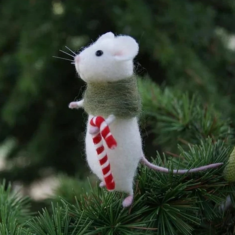 Ornement souris en feutre