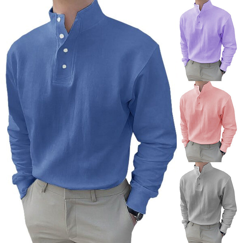 Polo homme col montant et manches longues